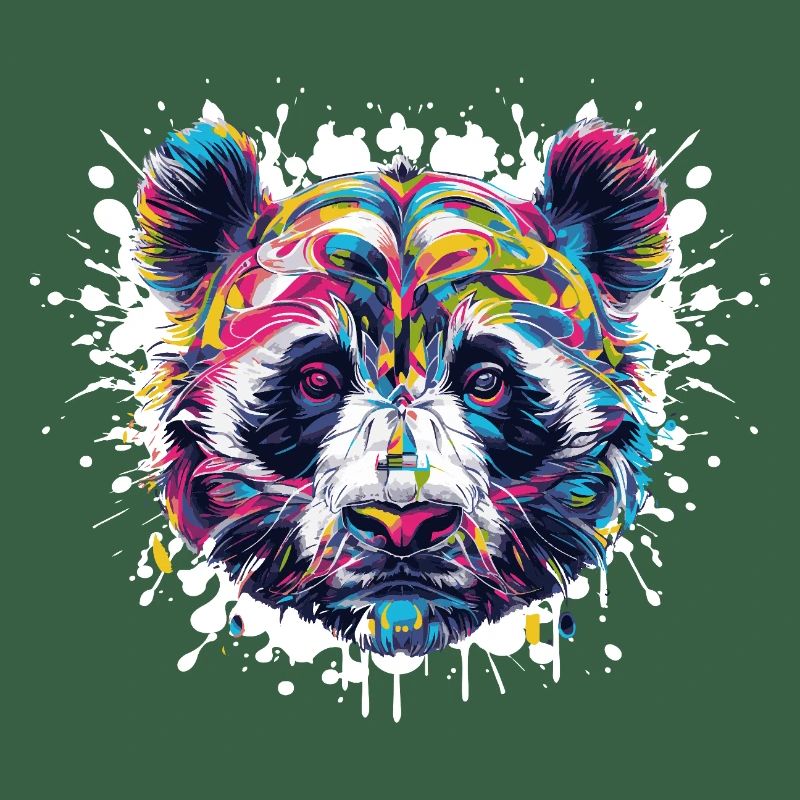 Bunter Panda Kopf Farbexplosion