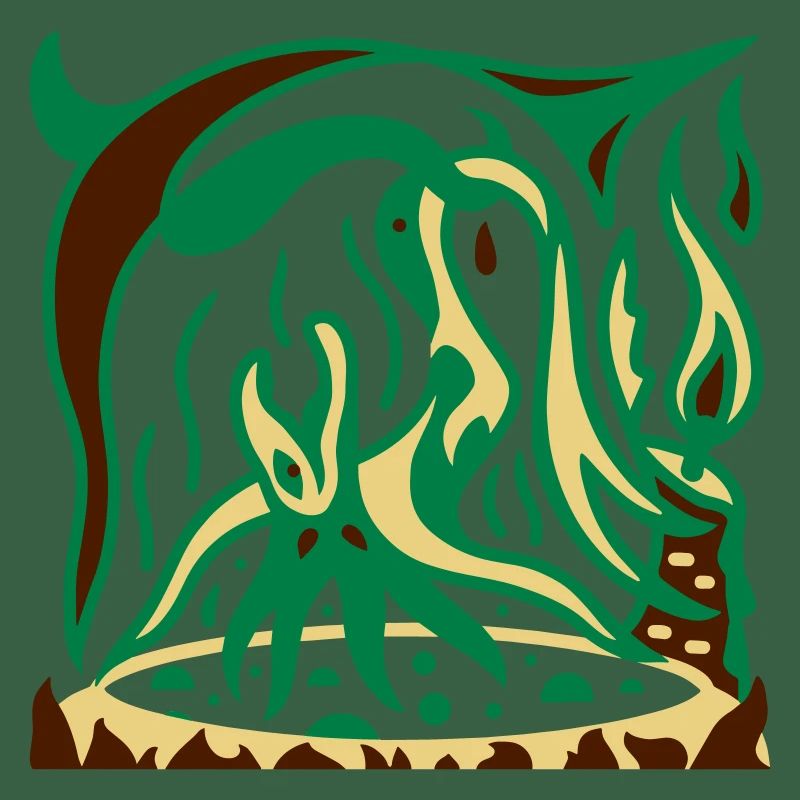 Witch's cauldron. A funny witch on Halloween