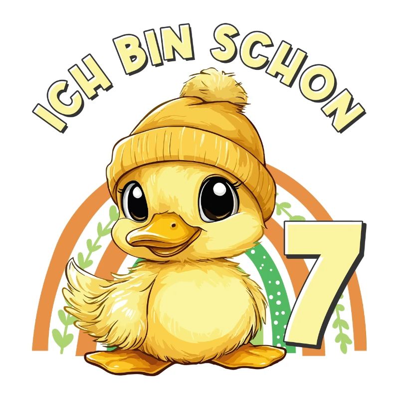7ème anniversaire canard arc-en-ciel mignon mignon