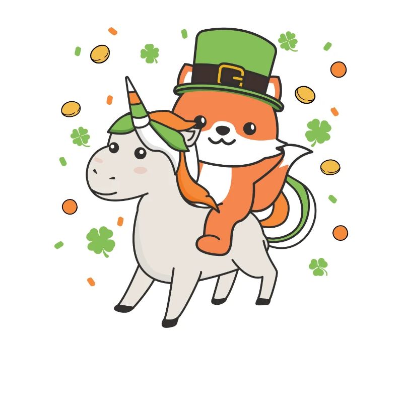 Fuchs mit Einhorn St. Patricks Day Irland Glück