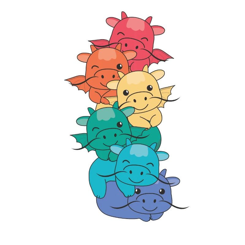 Rainbow Flag Pride LGBTQ Cute Dragon Stack