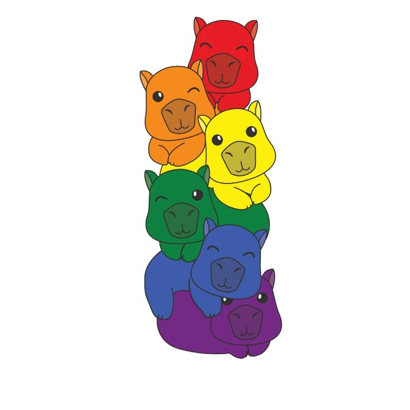 Rainbow Flag Pride LGBTQ Mignon Capybara Stack
