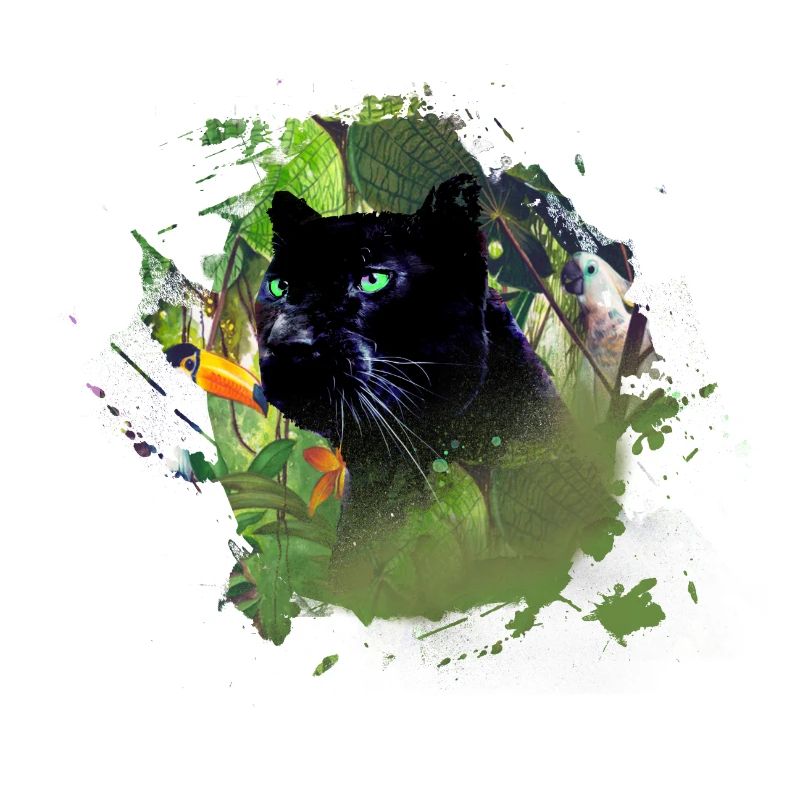 panthère, guépard, léopard, noir, vert, jungle