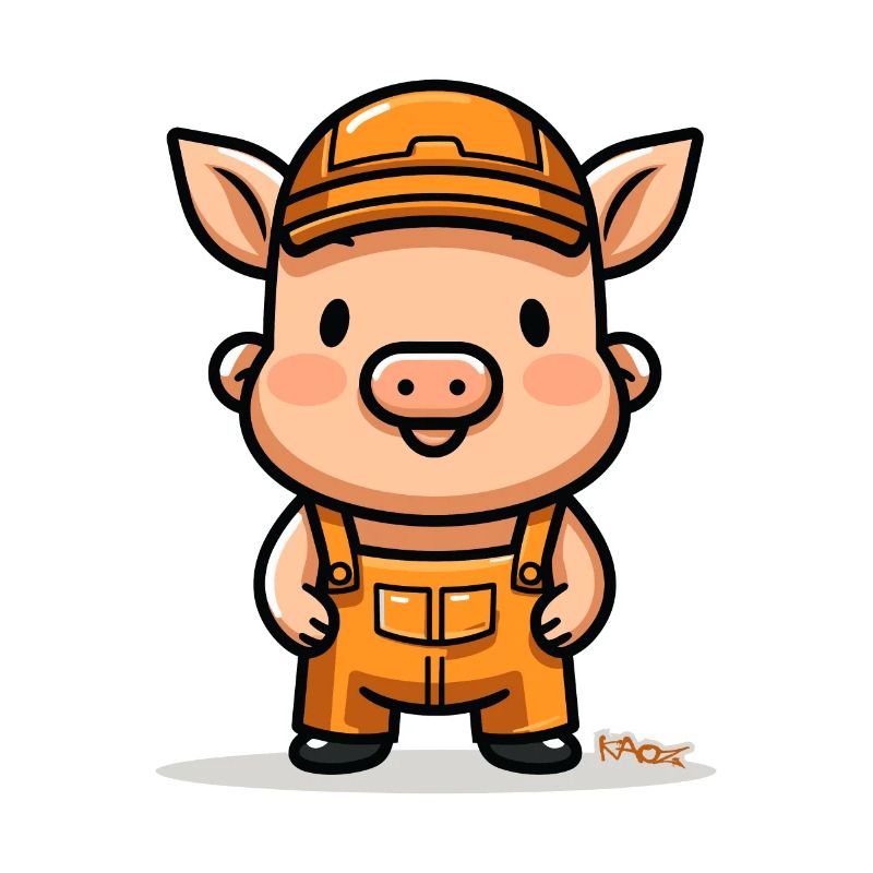 Funny Construction Worker Craftsman Pig