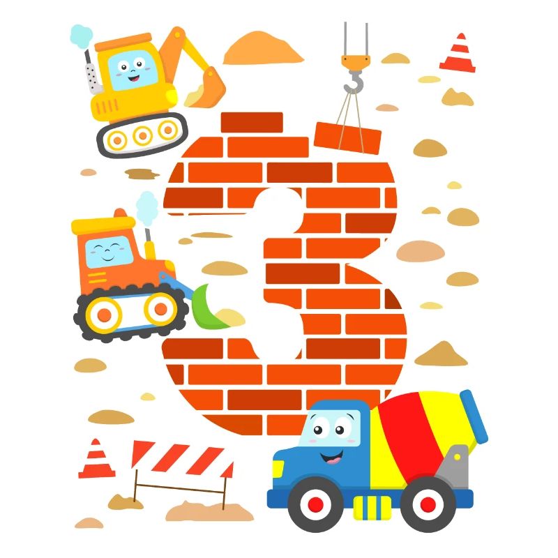 Baustelle 3. Geburtstag Junge Bagger Kind 3 Jahre