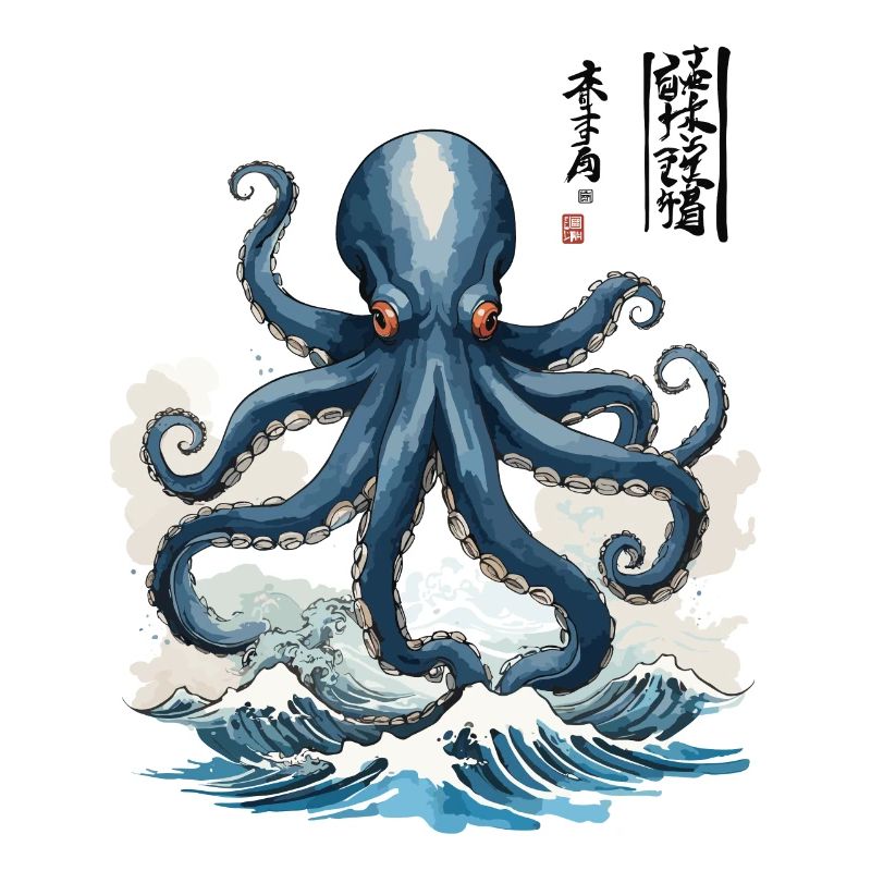 Japanese Ukiyo-E Octopus Sea Artwork