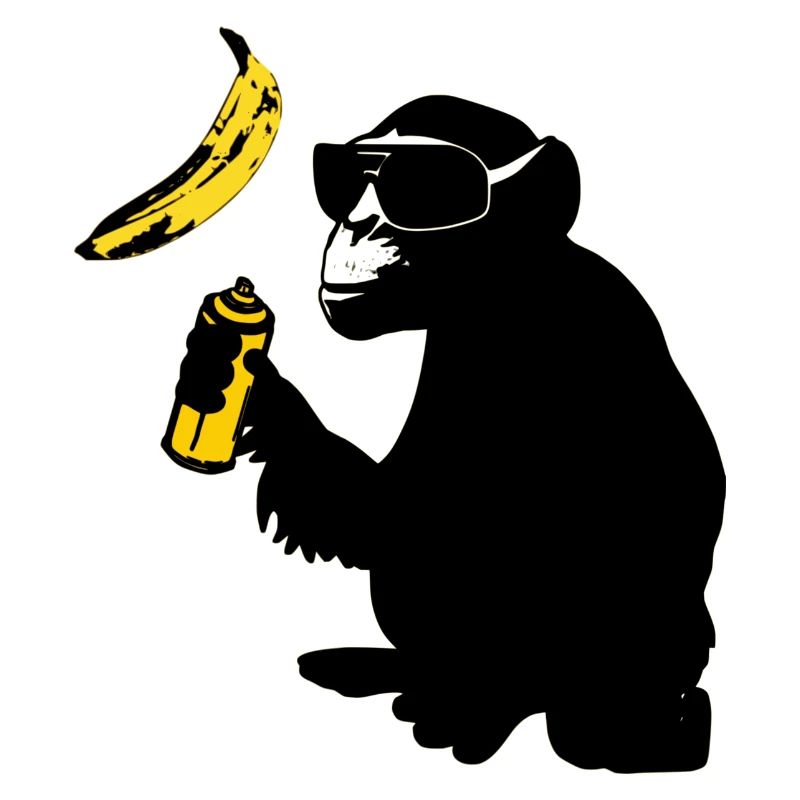 affe sprüht banane