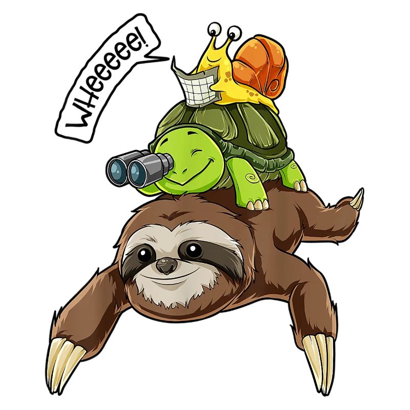 Sloth Lazy Riding Turtle Snail