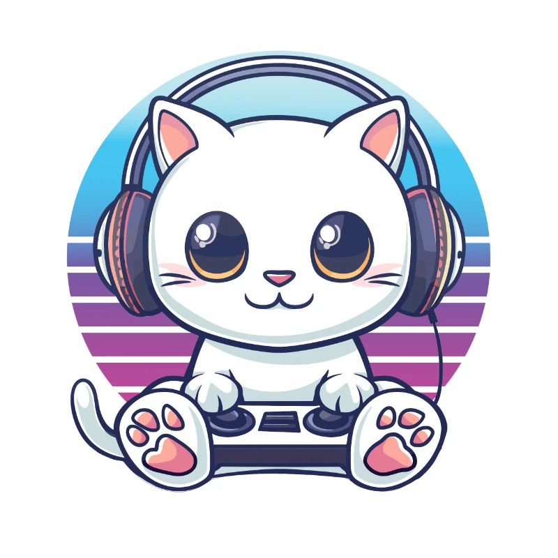 Cat gaming retro background