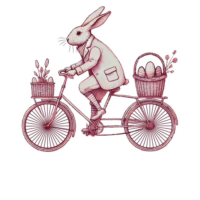 Easter Bunny Bicycle Retro Style