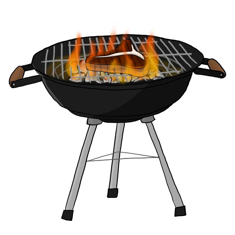 Grill with steak grilling