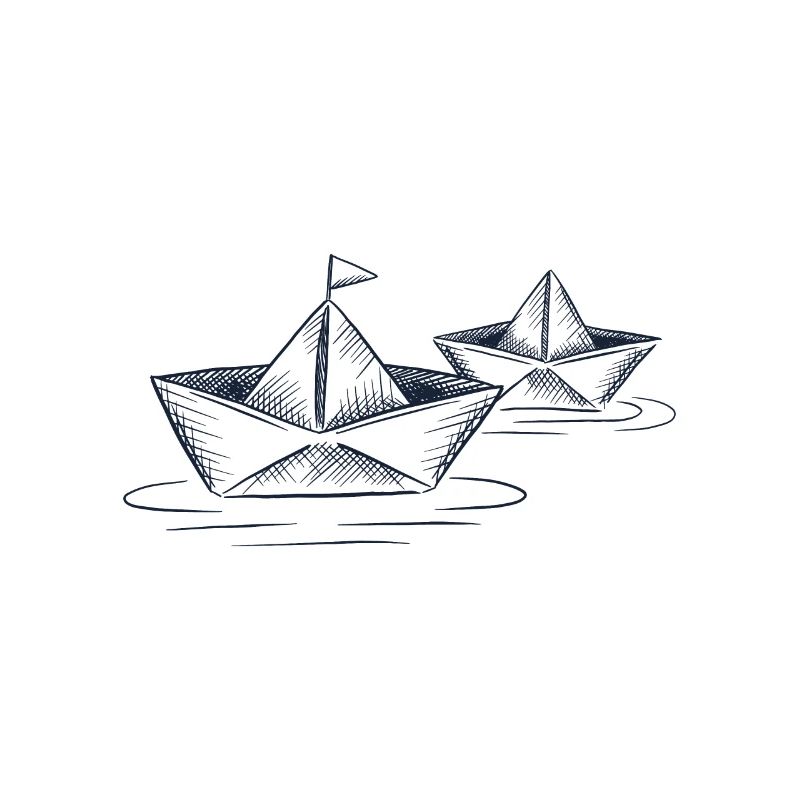 Papier Boote schöne Zeichnung gefaltete Boote