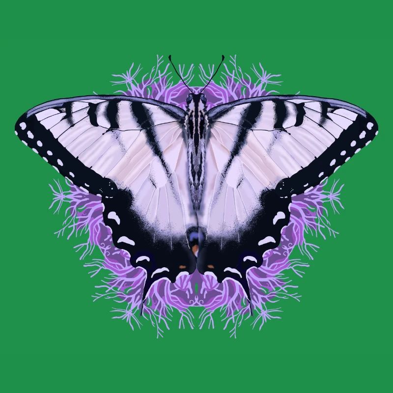 Papillon blanc à fleur pourpre