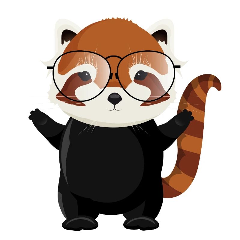 funny red panda bear with nerd glasses