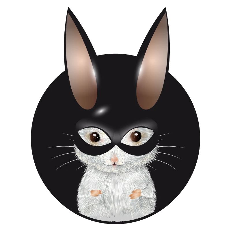 Cute White Mouse with Bunny Mask in Patch