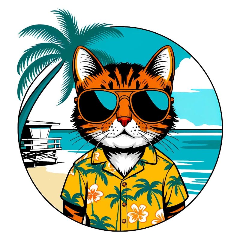Chat sur la plage