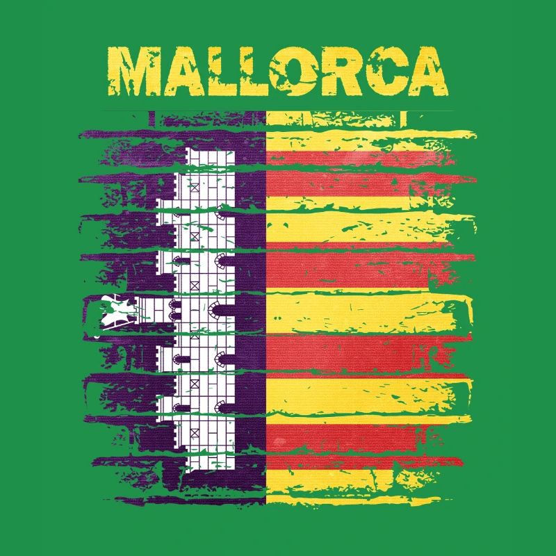 Mallorca Skyline mit spanischer Flagge