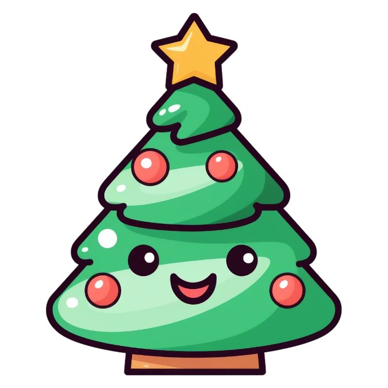 Conception de dessin animé d’arbre de Noël kawaii