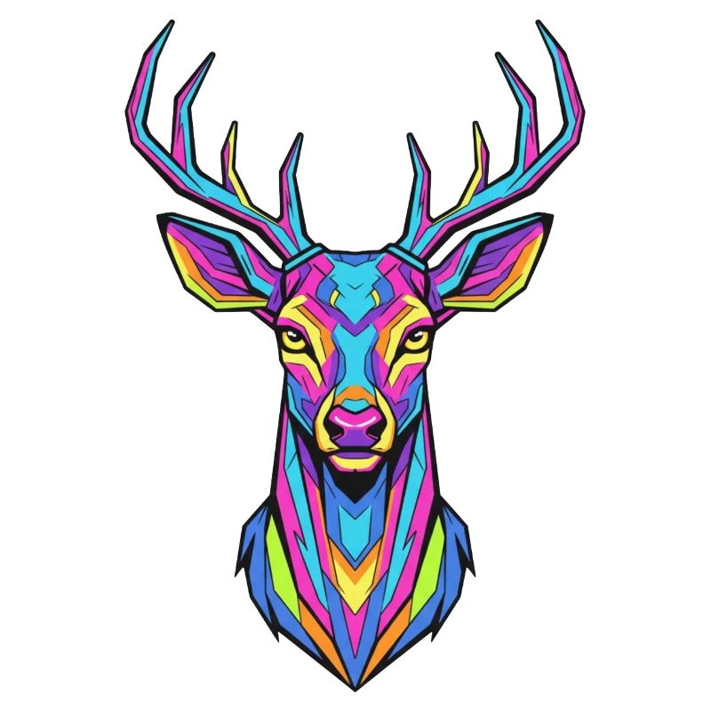 Neon Antler Artwork Deer