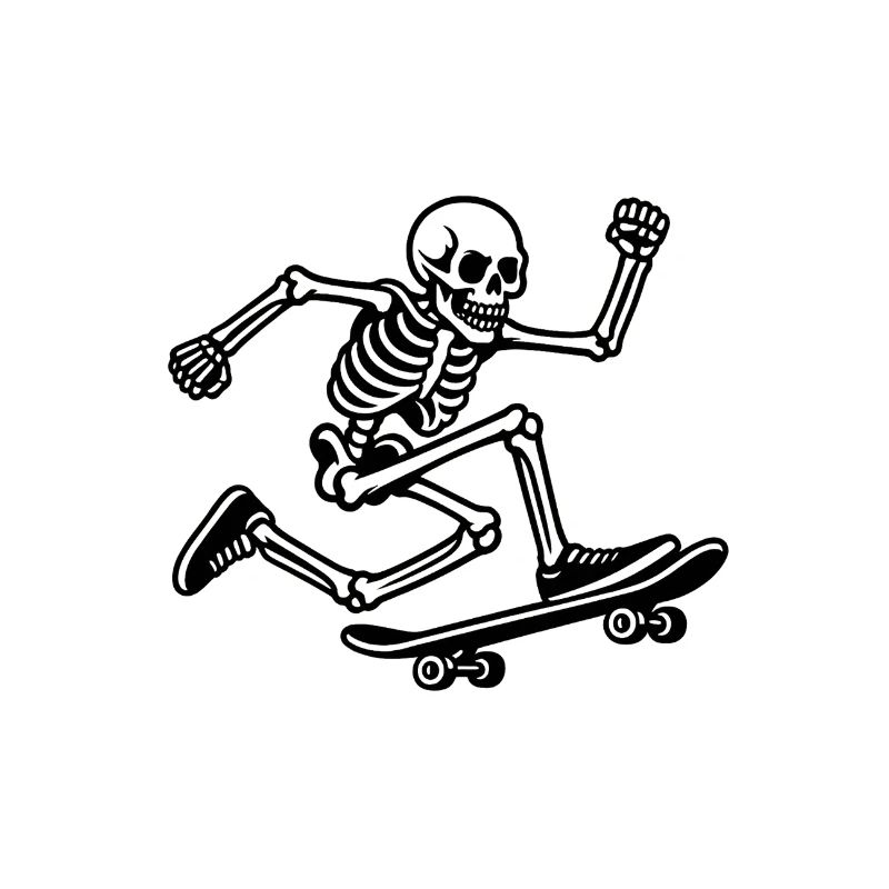 Skateboard skeleton in motion