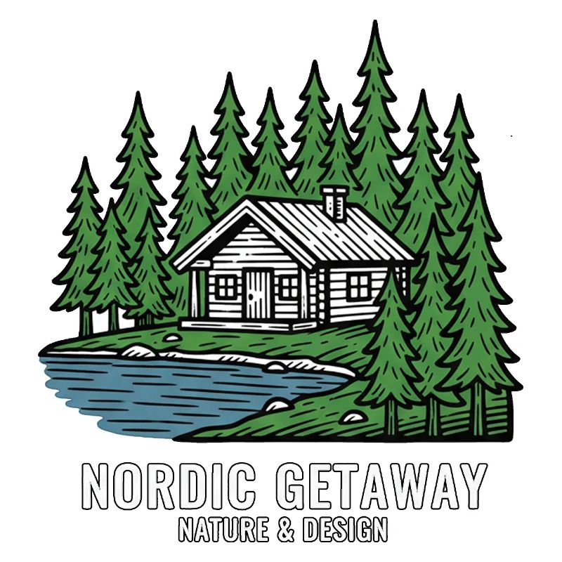 Cabane norvégienne dans une forêt de pins