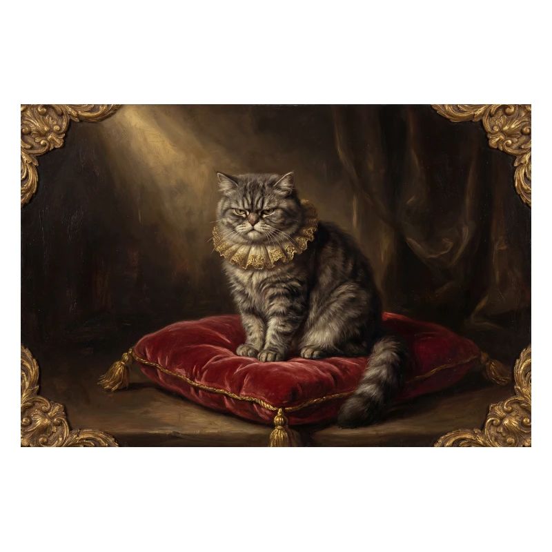 Pose du chat royal dans un cadre baroque