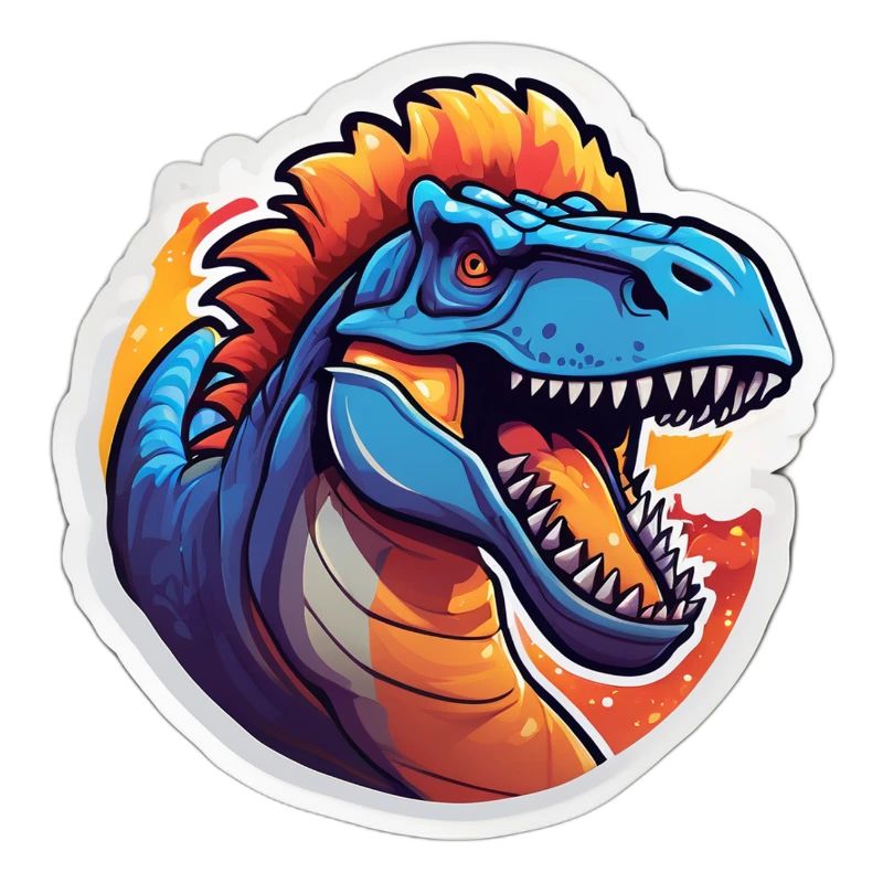 Fire Blue Raptor Cartoon