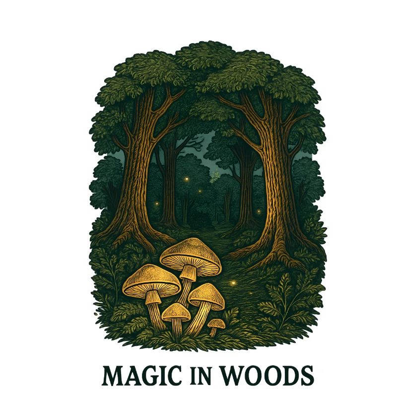 Magic in the forest with mushrooms