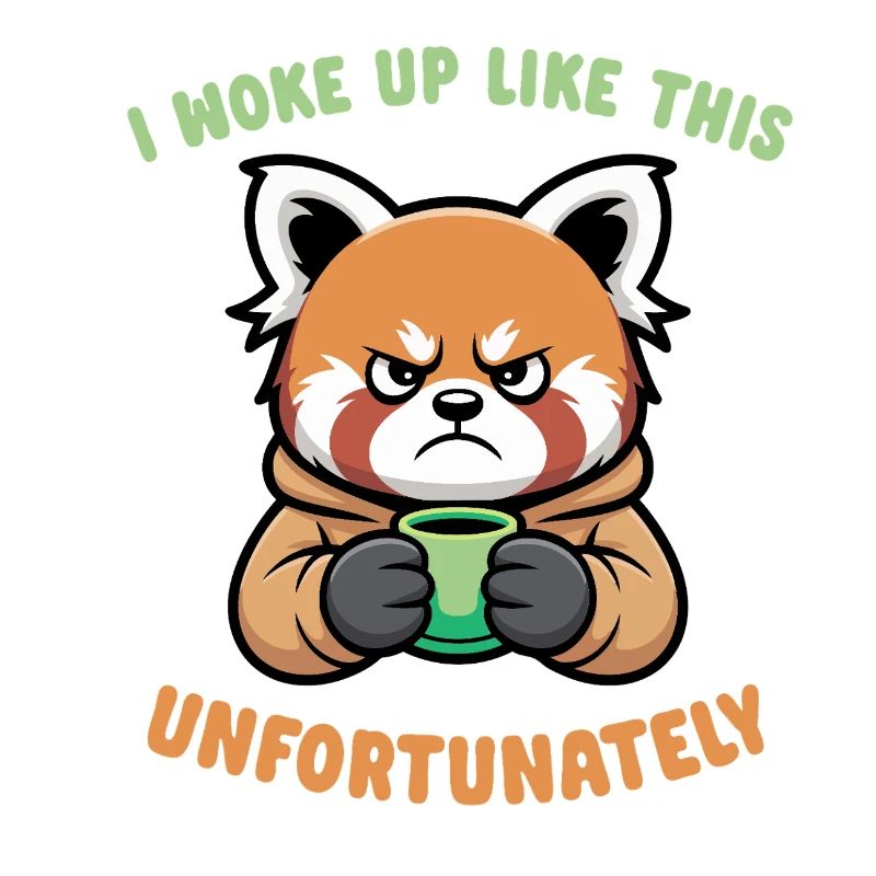 Grumpy panda with coffee - morning grouch