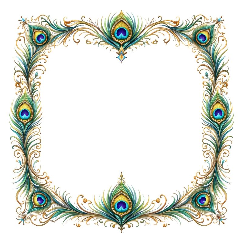 Peacock Feather Frame Ornament Boho Design