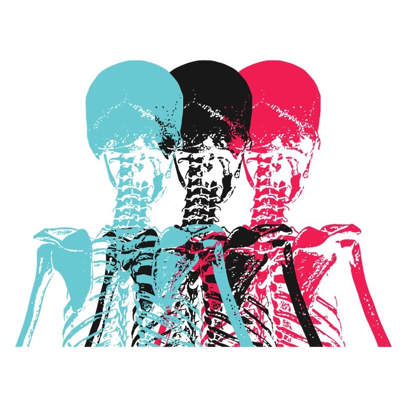 Pop Art Skeleton Neon Retro Design