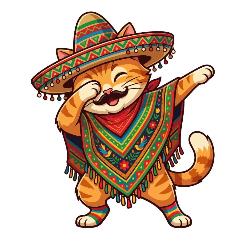 Poncho Cinco de Mayo funny Mexican Cat Dab