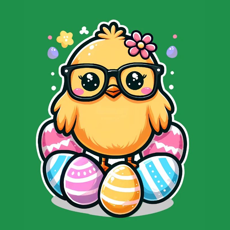 Nerd Easter Cute easter chickling with glasses