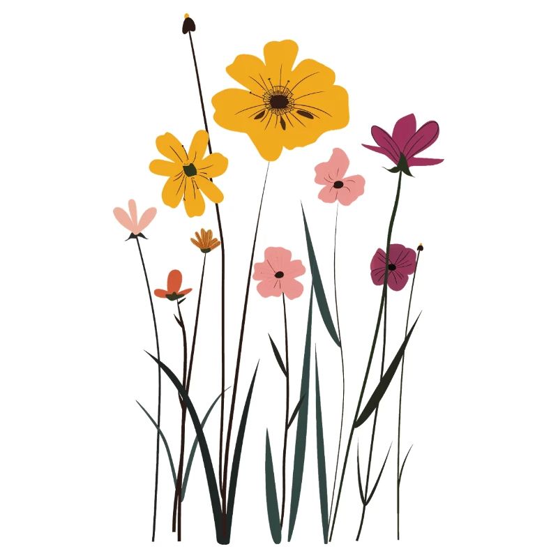 Fleurs de prairie dans un jeu de couleurs