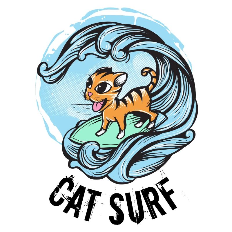 Cat Surf Word Game Cat Surfboard Wave