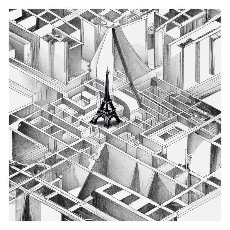 MC Escher drawing of Eiffel Tower
