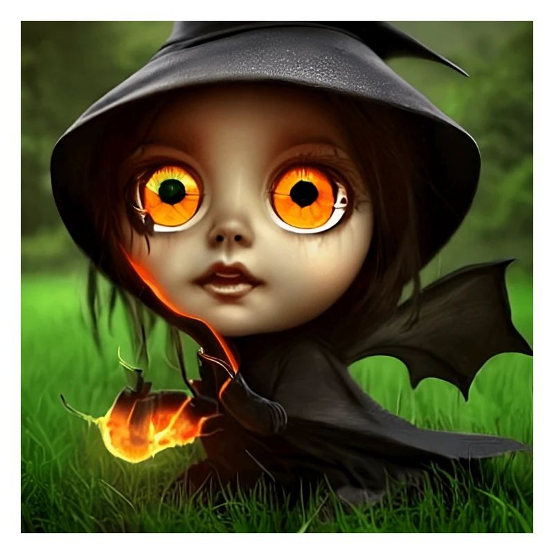 Cute witch with fire eyes