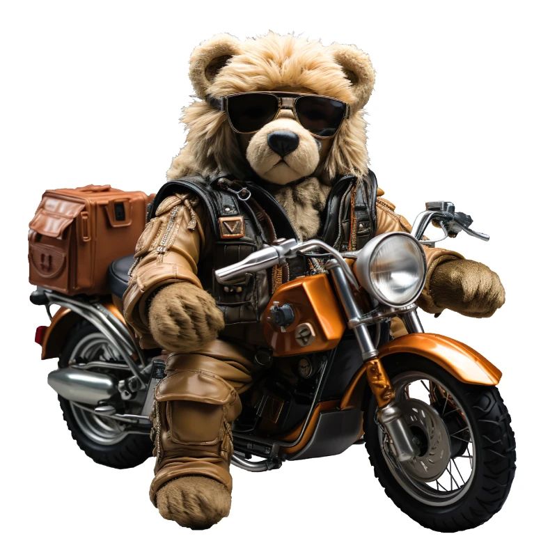 Cooler Motorradfahrender Plüschbär