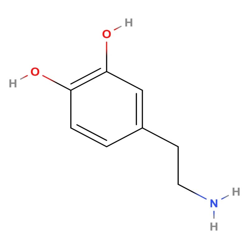 Dopamine Molecule - Colored Structural Formula