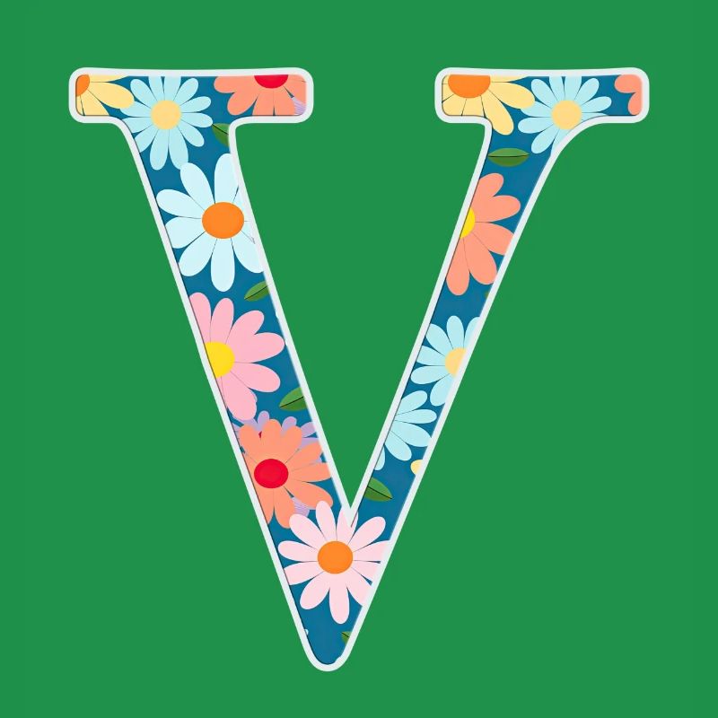 Customizable Monogram V Floral Pattern