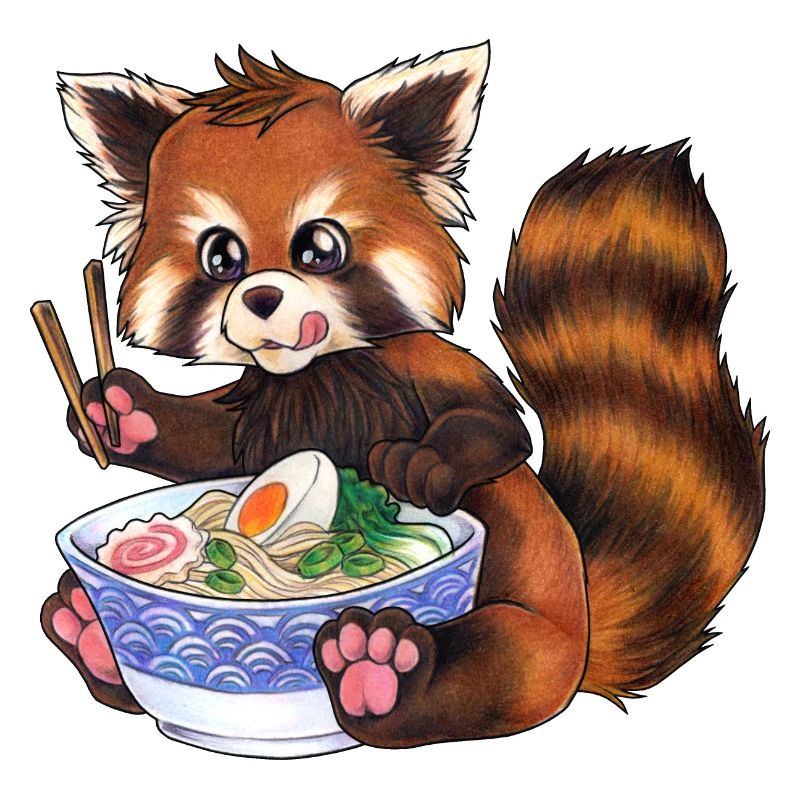 Niedlicher Roter Panda mit Ramen Nudeln Geschenk