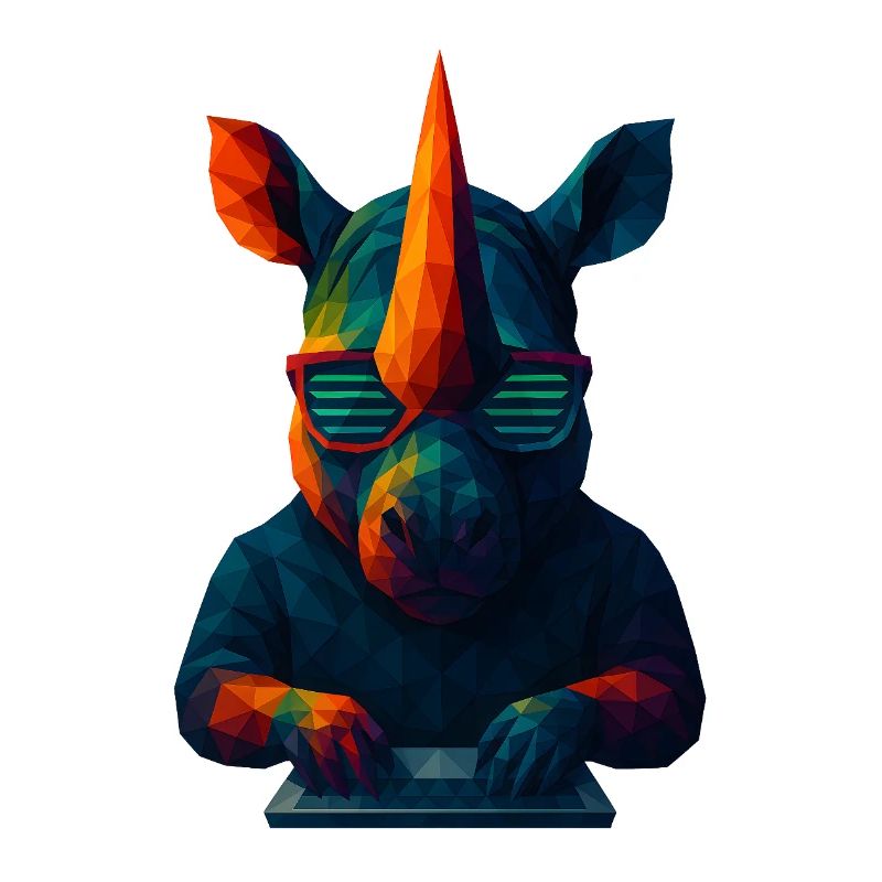 WPAP Stil Tiere - Techno Rhino mit Sonnenbrille