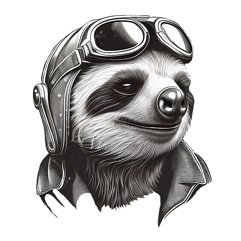 Sloth cool with aviator goggles
