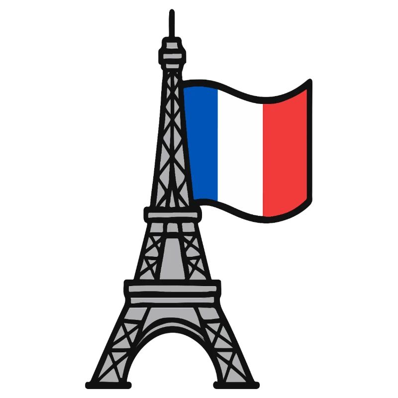 Tour Eiffel avec drapeau français