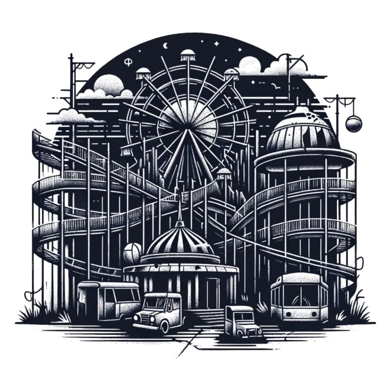 Parc d'attractions déserté : Urbex Vector Art