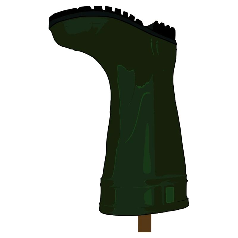 Rubber boots on the fence post is silent protest