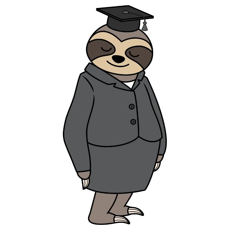 Sloth graduated with PhD hat exam passed
