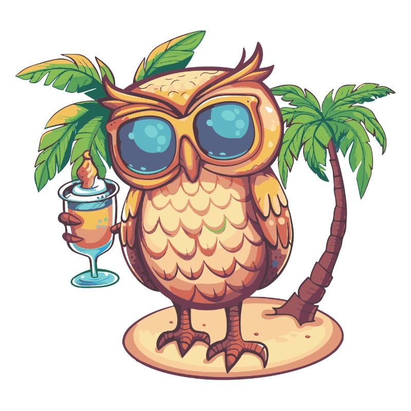 Eule Sommer Strand Comic