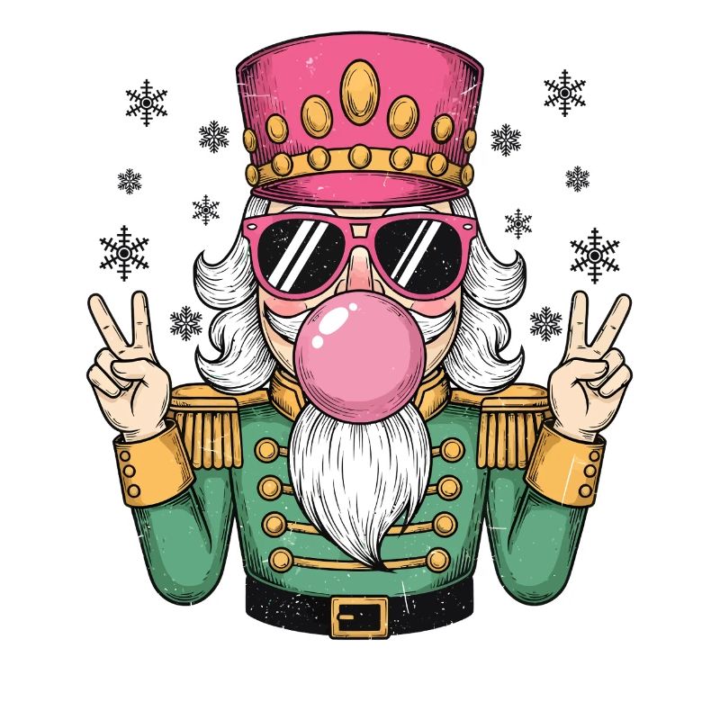 Nutcracker blows chewing gum