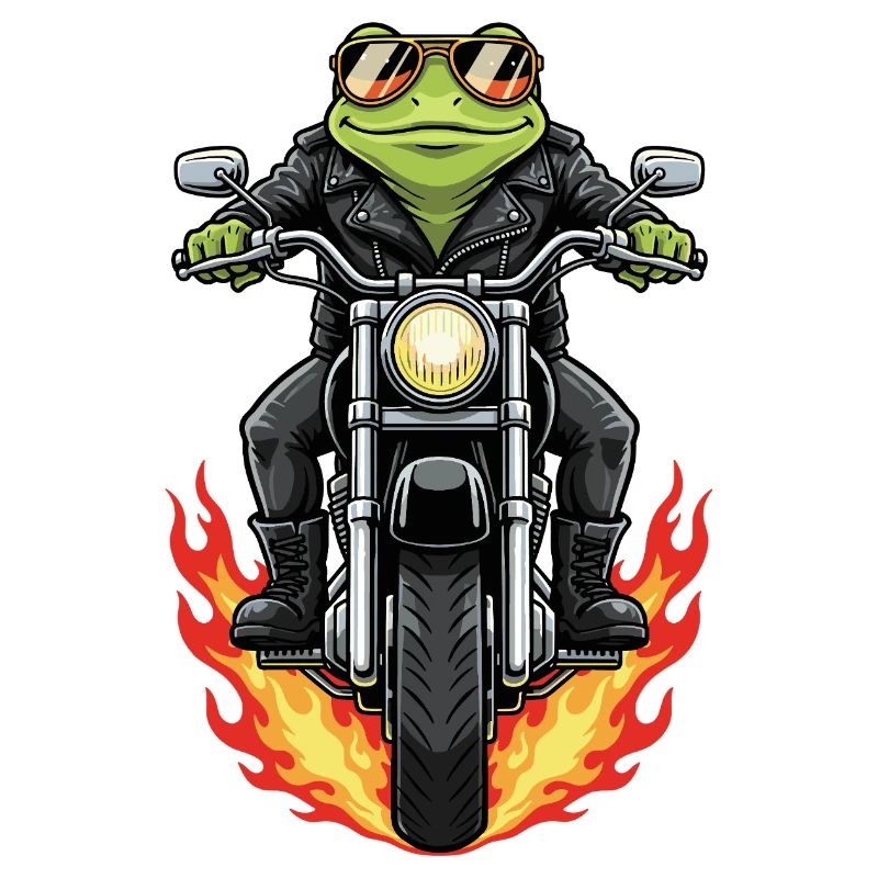Cool Biker Frog Motorcycle Flames